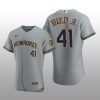 Milwaukee Brewers Jackie Bradley Jr. Authentic Road Team Gray Jersey