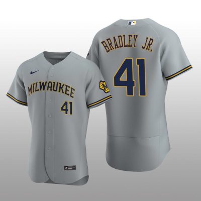 Milwaukee Brewers Jackie Bradley Jr. Authentic Road Team Gray Jersey