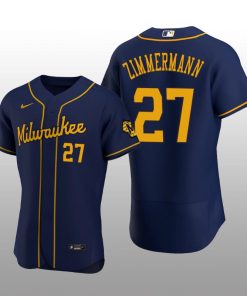Milwaukee Brewers Jordan Zimmermann Authentic Alternate Team Navy Jersey