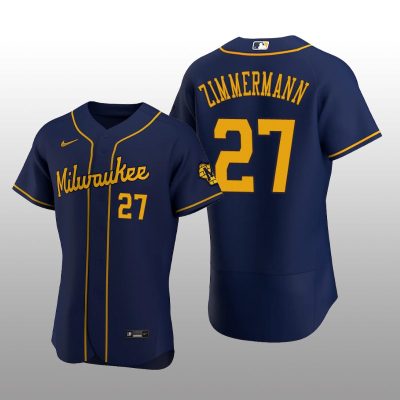 Milwaukee Brewers Jordan Zimmermann Authentic Alternate Team Navy Jersey