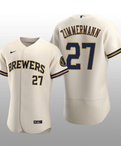 Milwaukee Brewers Jordan Zimmermann Authentic Home Team Cream Jersey