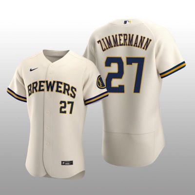 Milwaukee Brewers Jordan Zimmermann Authentic Home Team Cream Jersey
