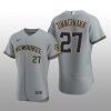 Milwaukee Brewers Jordan Zimmermann Authentic Road Team Gray Jersey