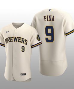 Milwaukee Brewers Manny Pina Authentic Home Team Cream Jersey
