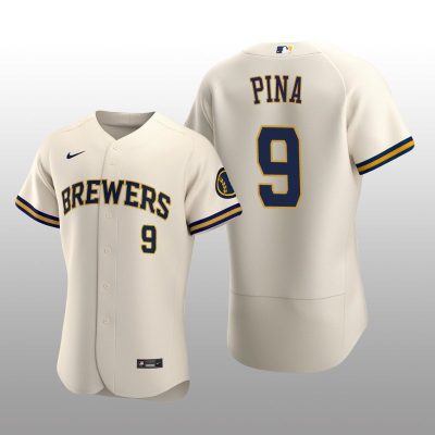 Milwaukee Brewers Manny Pina Authentic Home Team Cream Jersey