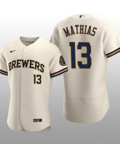 Milwaukee Brewers Mark Mathias Authentic Home Team Cream Jersey