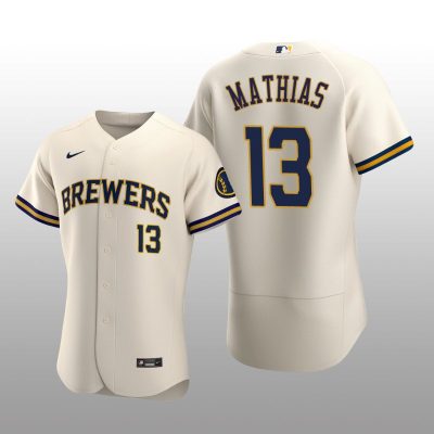 Milwaukee Brewers Mark Mathias Authentic Home Team Cream Jersey