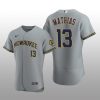 Milwaukee Brewers Mark Mathias Authentic Road Team Gray Jersey