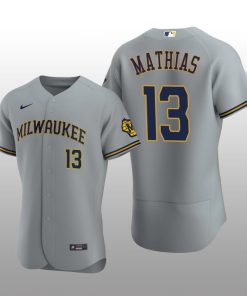 Milwaukee Brewers Mark Mathias Authentic Road Team Gray Jersey