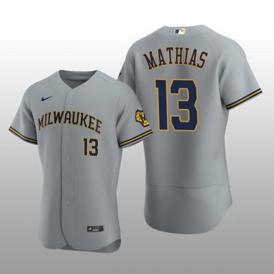 Milwaukee Brewers Mark Mathias Authentic Road Team Gray Jersey