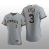 Milwaukee Brewers Orlando Arcia Authentic Road Team Gray Jersey