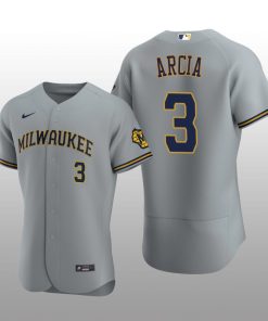 Milwaukee Brewers Orlando Arcia Authentic Road Team Gray Jersey