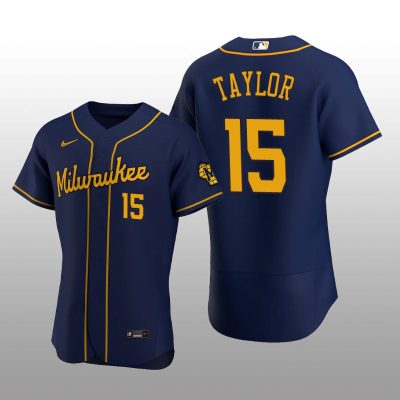 Milwaukee Brewers Tyrone Taylor Authentic Alternate Team Navy Jersey