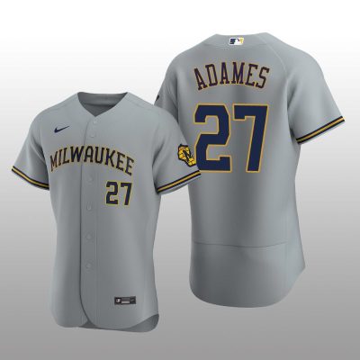 Milwaukee Brewers Willy Adames Authentic Road Team Gray Jersey