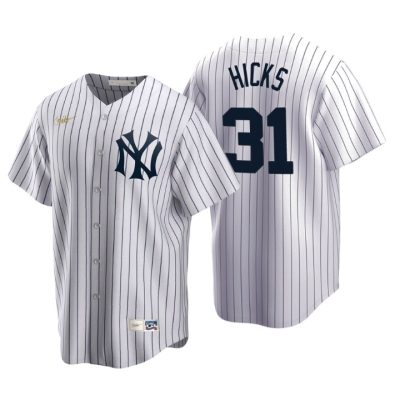 New York Yankees Aaron Hicks White Cooperstown Collection Home Jersey