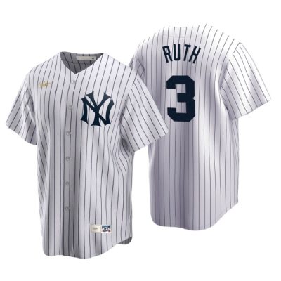 New York Yankees Babe Ruth White Cooperstown Collection Home Jersey