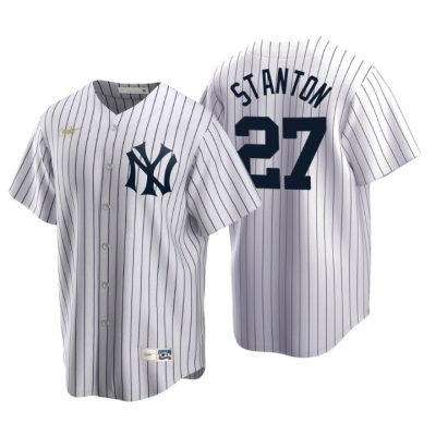 New York Yankees Giancarlo Stanton White Cooperstown Collection Home Jersey