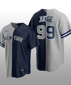 New York Yankees Split Nike Jersey Aaron Judge Gray-Navy Splicing