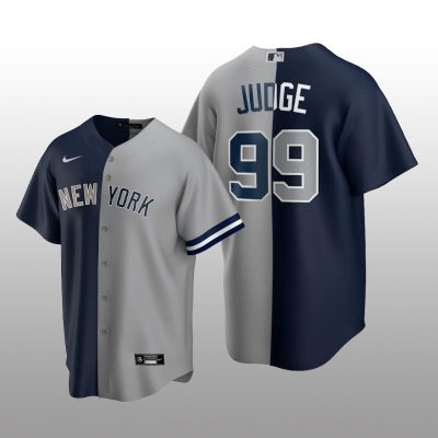 New York Yankees Split Nike Jersey Aaron Judge Navy-Gray Splicing