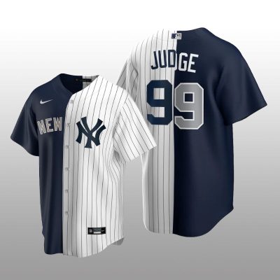 New York Yankees Split Nike Jersey Aaron Judge Navy-White Splicing