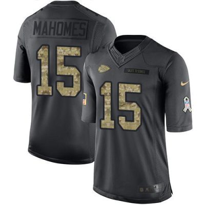 Nike Chiefs #15 Patrick Mahomes Black Stitched NFL Limited 2016 Salute To Service Jersey