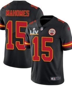 Nike Chiefs #15 Patrick Mahomes Black Super Bowl LV Bound Stitched NFL Limited Rush Jersey