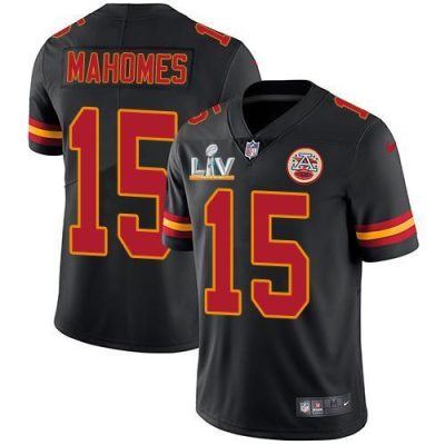 Nike Chiefs #15 Patrick Mahomes Black Super Bowl LV Bound Stitched NFL Limited Rush Jersey