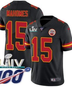 Nike Chiefs #15 Patrick Mahomes Black Super Bowl LIV 2020 Stitched NFL Limited Rush 100th Season Jersey