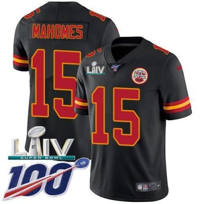 Nike Chiefs #15 Patrick Mahomes Black Super Bowl LIV 2020 Stitched NFL Limited Rush 100th Season Jersey