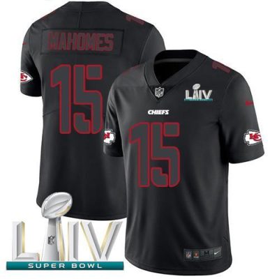 Nike Chiefs #15 Patrick Mahomes Black Super Bowl LIV 2020 Stitched NFL Limited Rush Impact Jersey