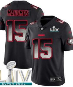 Nike Chiefs #15 Patrick Mahomes Black Super Bowl LIV 2020 Stitched NFL Vapor Untouchable Limited Smoke Fashion Jersey