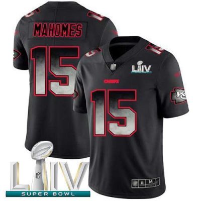 Nike Chiefs #15 Patrick Mahomes Black Super Bowl LIV 2020 Stitched NFL Vapor Untouchable Limited Smoke Fashion Jersey