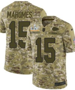 Nike Chiefs #15 Patrick Mahomes Camo Super Bowl LV Bound Stitched NFL Limited 2018 Salute To Service Jersey