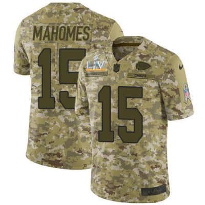 Nike Chiefs #15 Patrick Mahomes Camo Super Bowl LV Bound Stitched NFL Limited 2018 Salute To Service Jersey