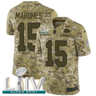Nike Chiefs #15 Patrick Mahomes Camo Super Bowl LIV 2020 Stitched NFL Limited 2018 Salute To Service Jersey