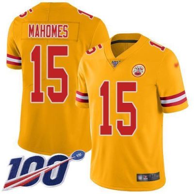 Nike Chiefs #15 Patrick Mahomes Gold Stitched NFL Limited Inverted Legend 100th Season Jersey