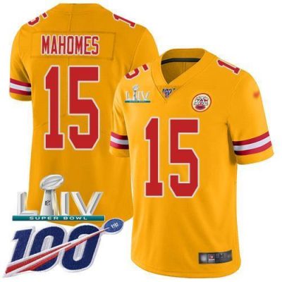 Nike Chiefs #15 Patrick Mahomes Gold Super Bowl LIV 2020 Stitched NFL Limited Inverted Legend 100th Season Jersey