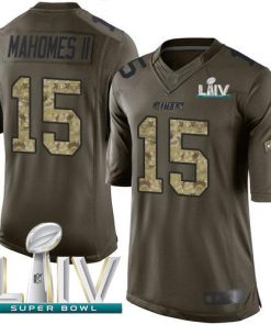 Nike Chiefs #15 Patrick Mahomes Green Super Bowl LIV 2020 Stitched NFL Limited 2015 Salute To Service Jersey