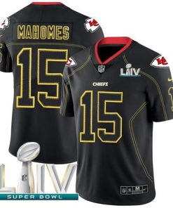 Nike Chiefs #15 Patrick Mahomes Lights Out Black Super Bowl LIV 2020 Stitched NFL Limited Rush Jersey
