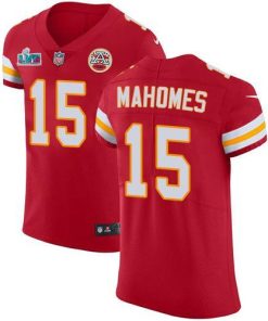 Nike Chiefs #15 Patrick Mahomes Red Team Color Super Bowl LVII Patch Stitched NFL Vapor Untouchable Elite Jersey