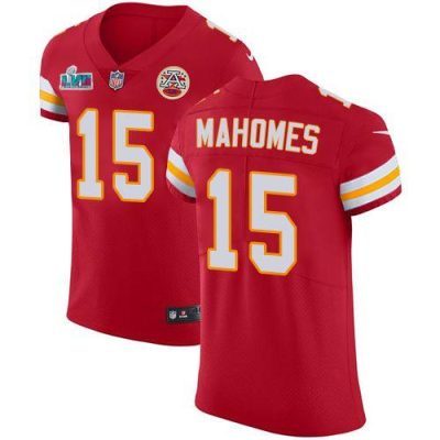 Nike Chiefs #15 Patrick Mahomes Red Team Color Super Bowl LVII Patch Stitched NFL Vapor Untouchable Elite Jersey