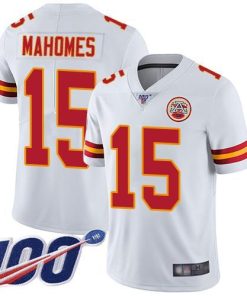 Nike Chiefs #15 Patrick Mahomes White Stitched NFL 100th Season Vapor Limited Jersey