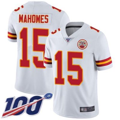 Nike Chiefs #15 Patrick Mahomes White Stitched NFL 100th Season Vapor Limited Jersey