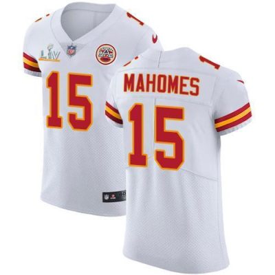 Nike Chiefs #15 Patrick Mahomes White Super Bowl LV Bound Stitched NFL New Elite Jersey