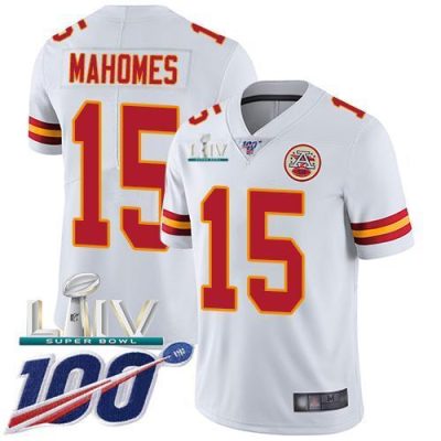 Nike Chiefs #15 Patrick Mahomes White Super Bowl LIV 2020 Stitched NFL 100th Season Vapor Untouchable Limited Jersey