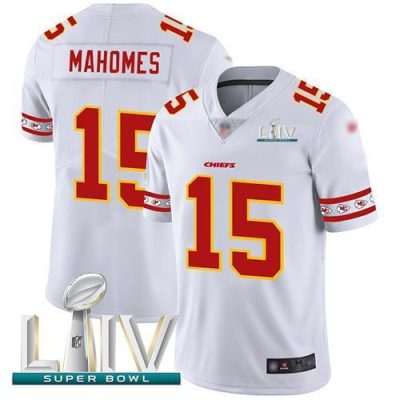 Nike Chiefs #15 Patrick Mahomes White Super Bowl LIV 2020 Stitched NFL Limited Team Logo Fashion Jersey