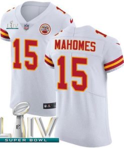 Nike Chiefs #15 Patrick Mahomes White Super Bowl LIV 2020 Stitched NFL New Elite Jersey