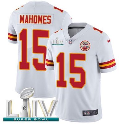 Nike Chiefs #15 Patrick Mahomes White Super Bowl LIV 2020 Stitched NFL Vapor Untouchable Limited Jersey