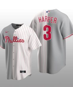 Philadelphia Phillies Split Replica Bryce Harper Gray/White Jersey