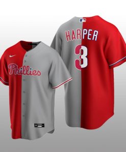 Philadelphia Phillies Split Replica Bryce Harper Red-Gray Jersey